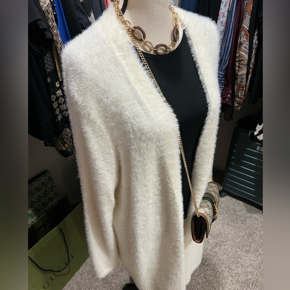 Banana Republic - furry white cardigan, size medium (like new).